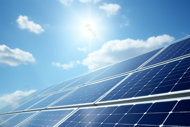 晴朗的天空蓝天白云新能源电池太阳能板在吸收太阳光,高清,摄影图,摄影图片,图片大全,摄影图免费下载